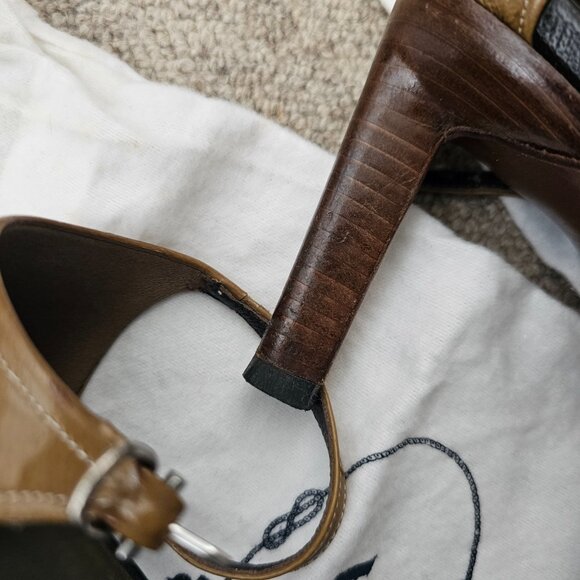 Prada VINTAGE Ankle Strap Heels Sandals Color Giunco Size EU 35.5 - Picture 11 of 16